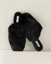 FAUX FUR MULE SLIDES
