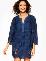 EYELET LACE SHELL COVER-UP DRESS