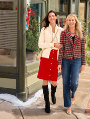 VELVETEEN BUTTON FRONT A-LINE SKIRT