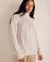 LOFTY KNIT POINTELLE TURTLENECK SWEATER