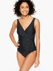 AQUA CLUB FAUX WRAP ONE-PIECE SWIMSUIT - TAHITI DOT