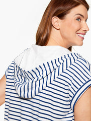 AQUA CLUB STRIPE TERRY HOODED COVER-UP