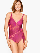 SUN OCEAN SAND V-NECK WRAP ONE PIECE - OUTLINED FLORAL