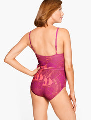 SUN OCEAN SAND V-NECK WRAP ONE PIECE - OUTLINED FLORAL