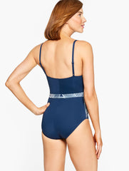 SUN OCEAN SAND V-NECK WRAP ONE PIECE - OUTLINED FLORAL