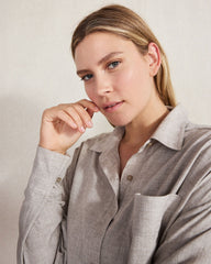 DRAPEY WOOL BUTTON DOWN TOP