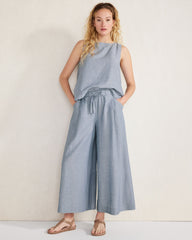 LINEN BLEND BATEAU NECK TOP