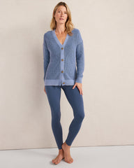 GARMENT-DYED ORGANIC COTTON SHAKER STITCH CARDIGAN