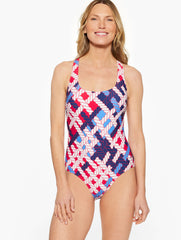 AQUA CLUB SCOOP NECK ONE-PIECE SWIMSUIT - NAUTICAL VIBES