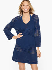 AQUA CLUB OPEN-KNIT BEACH DRESS COVER-UP