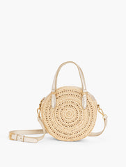 STRAW ROUND CROSSBODY BAG