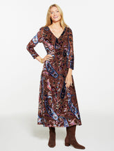 BURNOUT VELVET FIT & FLARE DRESS - FLORAL PAISLEY