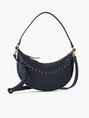 STUDDED LEATHER CRESCENT BAG