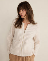 CASHMERE ZIP FRONT BOMBER JACKET