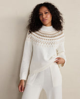 ORGANIC COTTON BLEND FAIRISLE MOCK NECK SWEATER