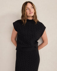 ORGANIC COTTON BLEND CABLE SWEATER VEST