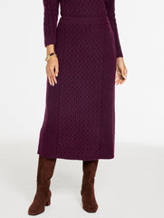 MIXED CABLE KNIT MIDI SKIRT