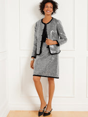 SEQUIN HERRINGBONE A-LINE SKIRT