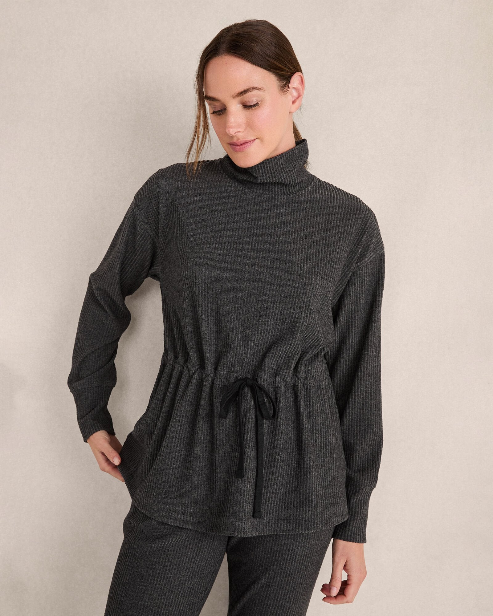 OTTOMAN RIB DRAWSTRING-WAIST TUNIC