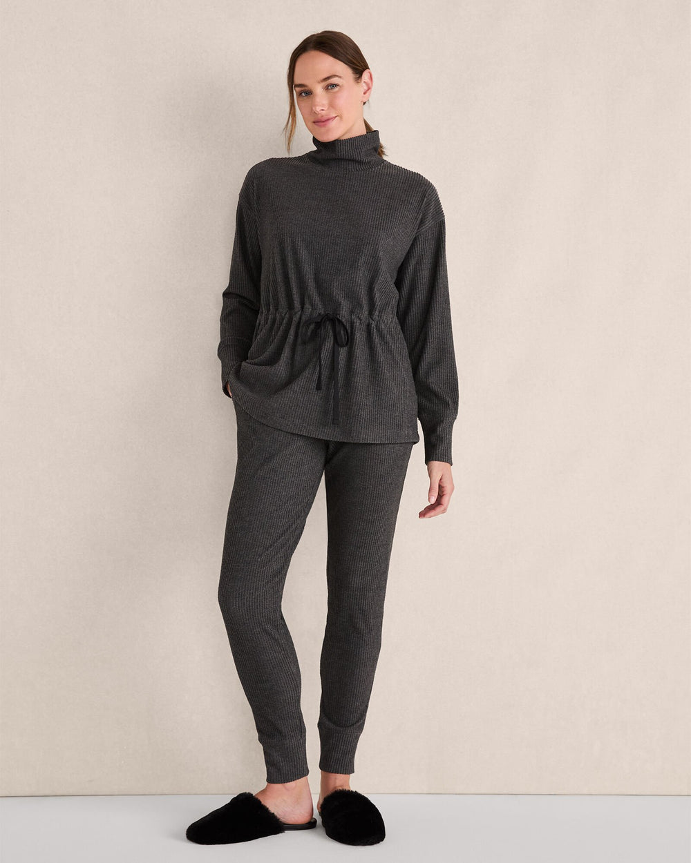 OTTOMAN RIB DRAWSTRING-WAIST TUNIC