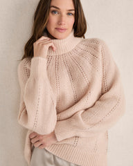 LOFTY KNIT POINTELLE TURTLENECK SWEATER