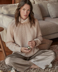LOFTY KNIT POINTELLE TURTLENECK SWEATER
