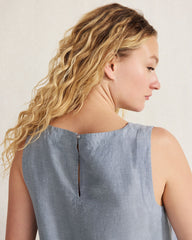 LINEN BLEND BATEAU NECK TOP