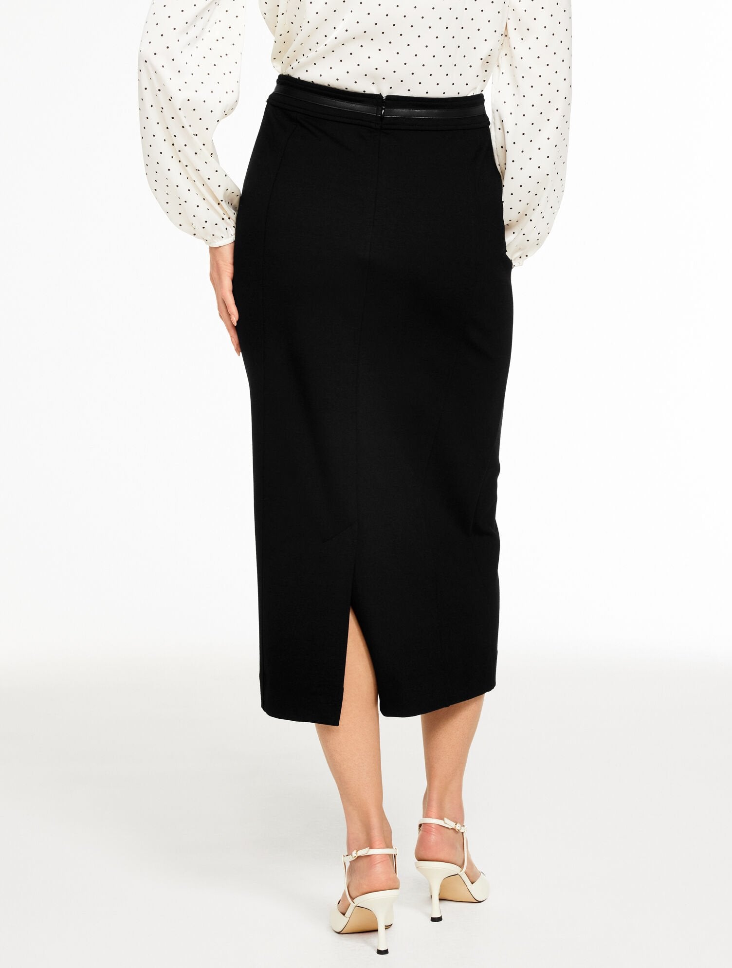 REFINED PONTE HORSEBIT PENCIL SKIRT