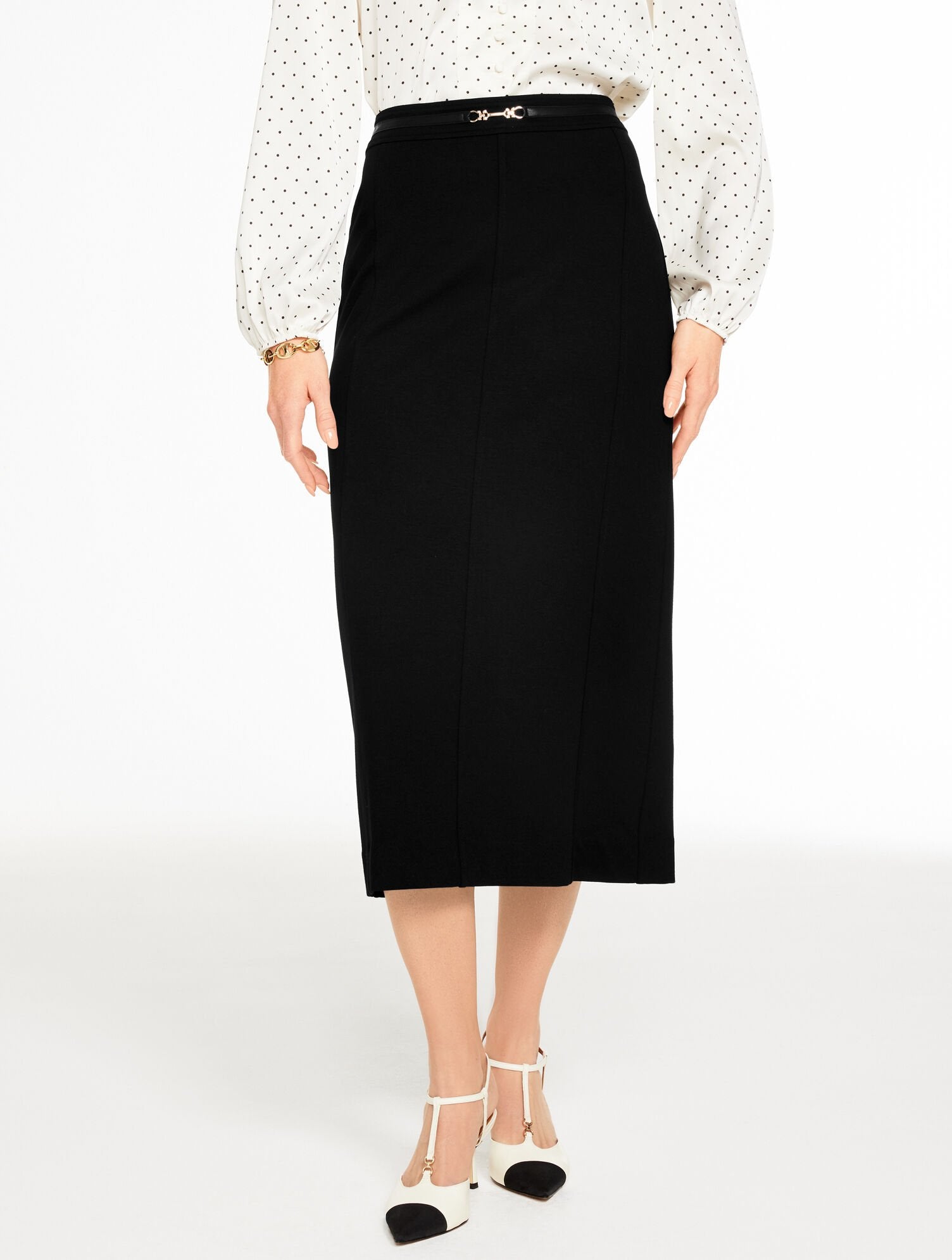 REFINED PONTE HORSEBIT PENCIL SKIRT