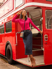 DENIM MIDI SKIRT - MANOR WASH