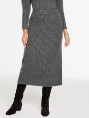 MIXED CABLE KNIT MIDI SKIRT
